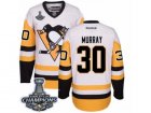 Mens Reebok Pittsburgh Penguins #30 Matt Murray Premier White Away 2017 Stanley Cup Champions NHL Jersey