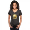 Womens Golden State Warriors Gold Collection V-Neck Tri-Blend T-Shirt Black