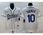 Men's Los Angeles Dodgers #10 Justin Turner Number White Cool Base Stitched Baseball Jersey