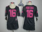 2013 Super Bowl XLVII Women NEW NFL San Francisco 49ers 16 joe Montana Elite breast Cancer Awareness Dark grey Jerseys
