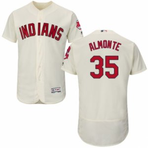 Men\'s Majestic Cleveland Indians #35 Abraham Almonte Cream Flexbase Authentic Collection MLB Jersey