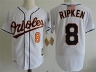 Orioles # 8 Cal Ripken Jr. White Cooperstown Collection Jersey