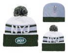 Jets Retro Logo Green Cuffed Pom Knit Hat YD