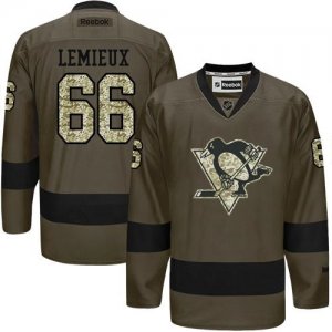 Pittsburgh Penguins #66 Mario Lemieux Green Salute to Service Stitched NHL Jersey