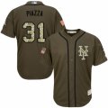 Mens Majestic New York Mets #31 Mike Piazza Replica Green Salute to Service MLB Jersey