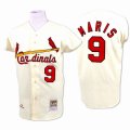 Mens Mitchell and Ness 1967 St. Louis Cardinals #9 Roger Maris Authentic Cream Throwback MLB Jersey
