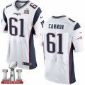 Mens Nike New England Patriots #61 Marcus Cannon Elite White Super Bowl LI 51 NFL Jersey