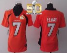Women Nike Broncos #7 John Elway Orange Team Color Super Bowl 50 Stitched Jersey