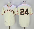 Giants #24 Willie Mays Cream 1951 Throwback Jersey