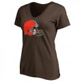 Womens Cleveland Browns Pro Line Primary Team Logo Slim Fit T-Shirt Brown