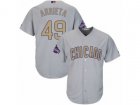Women Chicago Cubs #49 Jake Arrieta Authentic Gray 2017 Gold Champion MLB Jersey