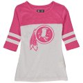 Washington Redskins 5th & Ocean By New Era Girls Youth Jersey 34 Sleeve T-Shirt White Pink