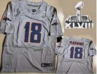 Nike Denver Broncos #18 Peyton Manning New Grey Shadow Super Bowl XLVIII NFL Elite Jersey