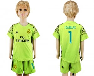 2017-18 Real Madrid 1 I CASILLAS Green Youth Goalkeeper Soccer Jersey