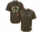 Mens Majestic Toronto Blue Jays #57 Mat Latos Authentic Green Salute to Service MLB Jersey