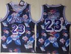Lakers #23 Lebron James Black 1996-97 Hardwood Classics Floral Fashion Swingman Jersey