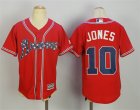 Braves #10 Chipper Jones Red Youth Cool Base Jersey