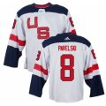 Men Adidas Team USA #8 Joe Pavelski White 2016 World Cup Ice Hockey Jersey