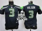 Nike Seattle Seahawks #3 Russell Wilson Steel Blue Team Color Super Bowl XLVIII Youth NFL Elite Jersey