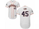Houston Astros #45 Carlos Lee Authentic White Home 2017 World Series Bound Flex Base MLB Jersey