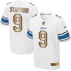 Nike Detroit Lions #9 Matthew Stafford White Mens Stitched NFL Elite Gold Jersey