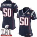 Womens Nike New England Patriots #50 Rob Ninkovich Elite Navy Blue Team Color Super Bowl LI 51 NFL Jersey