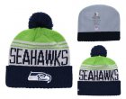Seahawks Fresh Logo Navy Cuffed Pom Knit Hat YD