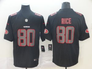 Nike 49ers # 80 Jerry Rice Black Impact Rush Limited Jersey