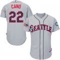Mens Seattle Mariners #22 Robinson Cano Majestic Gray Stars & Stripes Authentic Cool Base Authentic Jersey