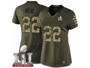Womens Nike Atlanta Falcons #22 Keanu Neal Limited Green Salute to Service Super Bowl LI 51 NFL Jersey