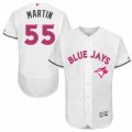 Mens Majestic Toronto Blue Jays #55 Russell Martin Authentic White 2016 Mothers Day Fashion Flex Base MLB Jersey