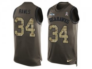 Mens Nike Seattle Seahawks #34 Thomas Rawls Limited Green Salute to Service Tank Top NFL Jersey