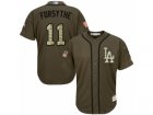 Youth Majestic Los Angeles Dodgers #11 Logan Forsythe Replica Green Salute to Service MLB Jersey