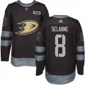 Mens Anaheim Ducks #8 Teemu Selanne Black 1917-2017 100th Anniversary Stitched NHL Jersey