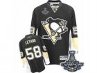 Youth Reebok Pittsburgh Penguins #58 Kris Letang Premier Black Home 2017 Stanley Cup Champions NHL Jersey