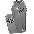Men's Adidas San Antonio Spurs #42 David Lee Authentic Silver Grey Alternate NBA Jersey