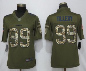 Nike Chargers #99 Jerry Tillery Olive Camo Salute to Service Limited Jersey