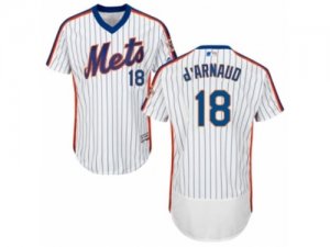 Mens Majestic New York Mets #18 Travis dArnaud White Royal Flexbase Authentic Collection MLB Jersey