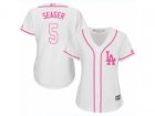 Women Los Angeles Dodgers #5 Corey Seager Authentic White Fashion Cool Base MLB Jersey