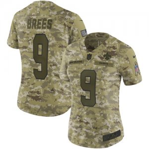 Nike Saints #9 Drew Brees Camo Women Salute To Service Limited Jersey