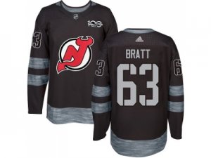 Men Adidas New Jersey Devils #63 Jesper Bratt Black 1917-2017 100th Anniversary Stitched NHL Jersey
