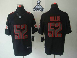 2013 Super Bowl XLVII NEW San Francisco 49ers 52 Patrick Willis Black Jerseys (Impact Limited)