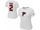Women Nike Atlanta Falcons #2 ryan Name & Number T-Shirt White