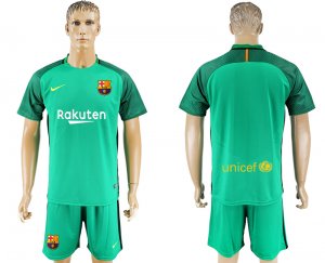 2017-18 Barcelona Green Goalkeeper Soccer Jersey