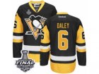 Mens Reebok Pittsburgh Penguins #6 Trevor Daley Premier Black Gold Third 2017 Stanley Cup Final NHL Jersey