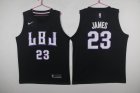 Lakers #23 Lebron James LBJ Black Nike Swingman Jersey