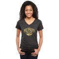 Womens New Orleans Pelicans Gold Collection V-Neck Tri-Blend T-Shirt Black