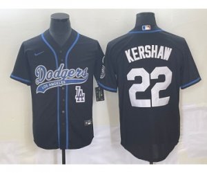 Men\'s Los Angeles Dodgers #22 Clayton Kershaw Black Cool Base Stitched Baseball Jersey