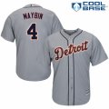 Men's Majestic Detroit Tigers #4 Cameron Maybin Replica Grey Road Cool Base MLB Jersey