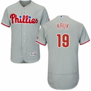 Men\'s Majestic Philadelphia Phillies #19 John Kruk Grey Flexbase Authentic Collection MLB Jersey